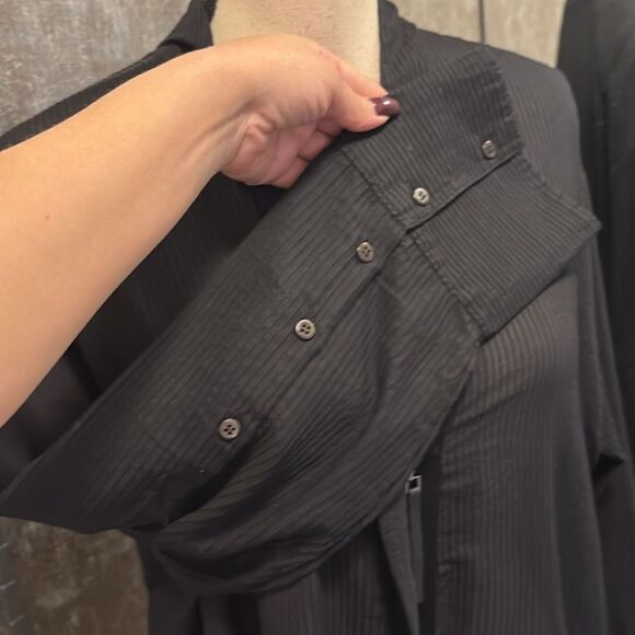 Helmut Lang cotton blend Chic Black Sheer Blouse, L - Picture 3 of 8